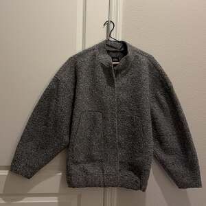 Zara Grey Oversized Knit Bomber Jacket
